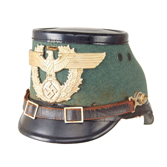 Original German WWII 1937 Dated Late Pattern Metropolitan Police Shako by EREL - Size 56 ½ - Missing Cockade Original Items