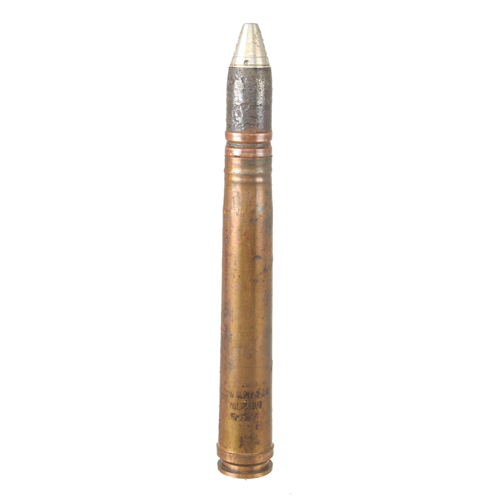 Original German WWII Inert 3.7cm Flak 18 Anti-Aircraft Round - Dated 1944 Original Items