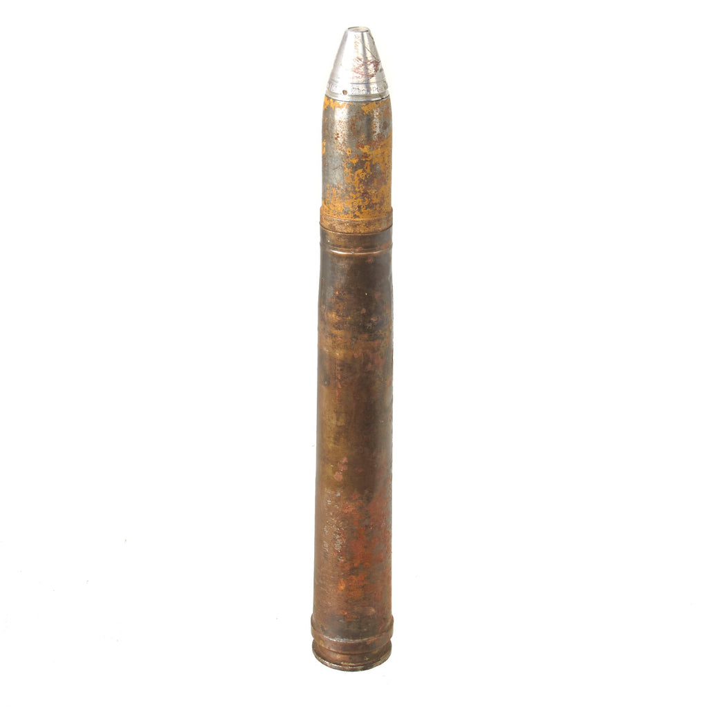 Original German WWII Flak High Explosive 3.7cm Shell - 37mm Anti-Tank - Dated 1942/44 Original Items