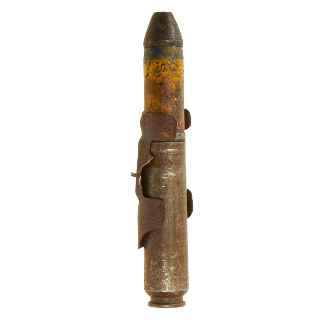 Original German WWII Inert 20mm MG 151 Aircraft Autocannon Round with Belt Link - “2 cm Sprgr. L'spur m. Zerl.” - Tracer & Self Destructor Original Items