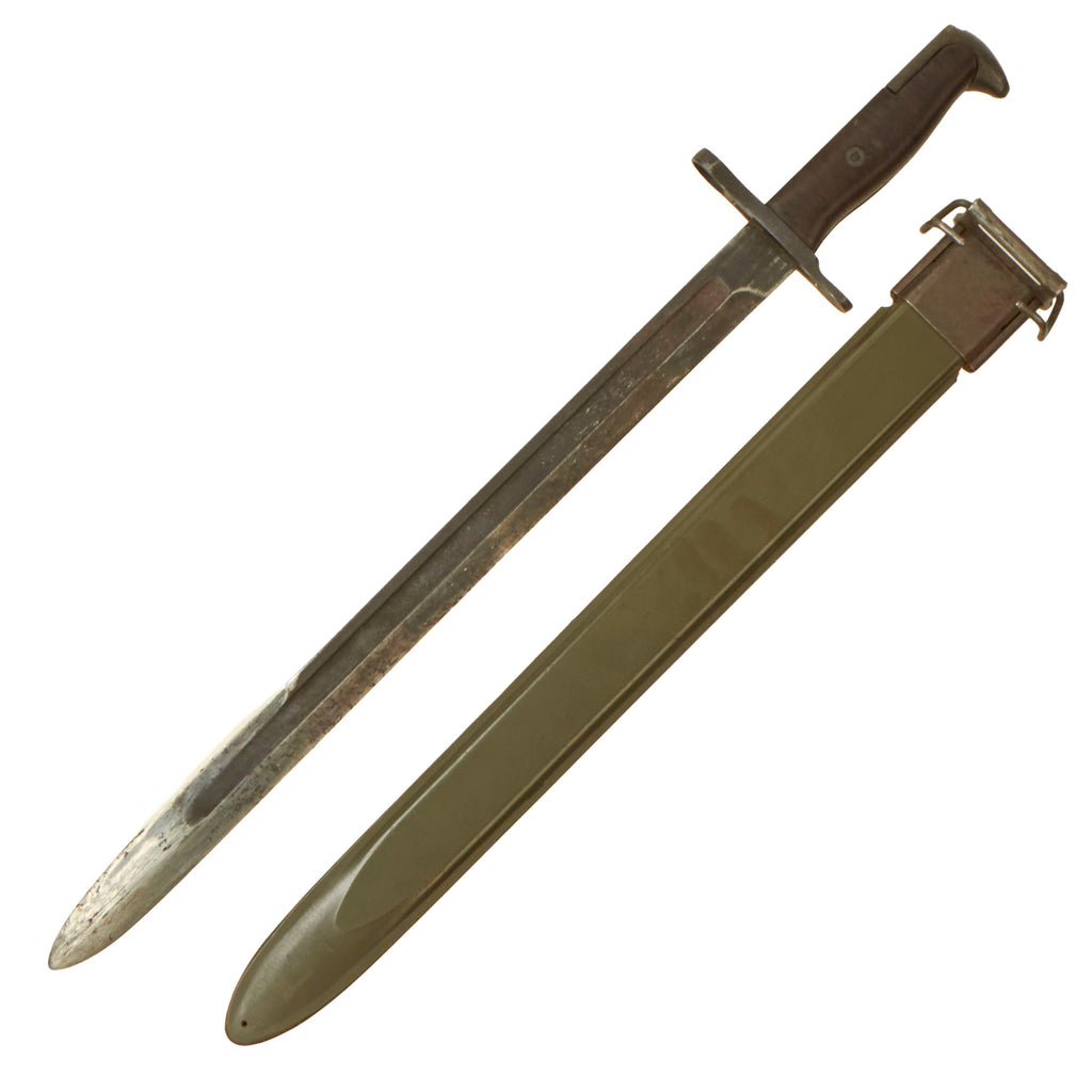Original U.S. WWII M1942 Garand 16" Bayonet by Oneida Limited with M3 Scabbard - Dated 1942 - Missing Catch Original Items