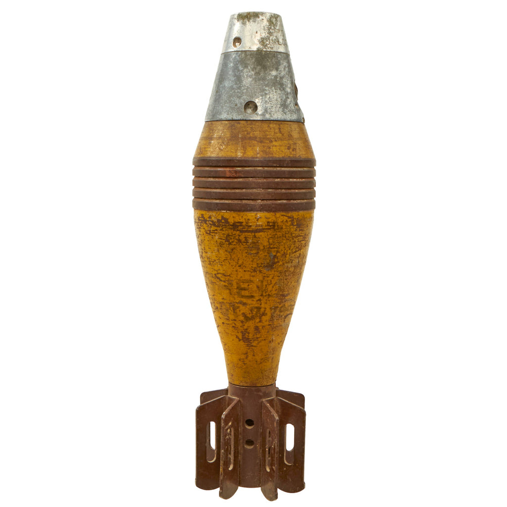 Original U.S. WWII 1942 Dated M49A2 60mm Deactivated High Explosive Mortar Round with 1942 Dated Fuse and Original Paint - Inert Original Items