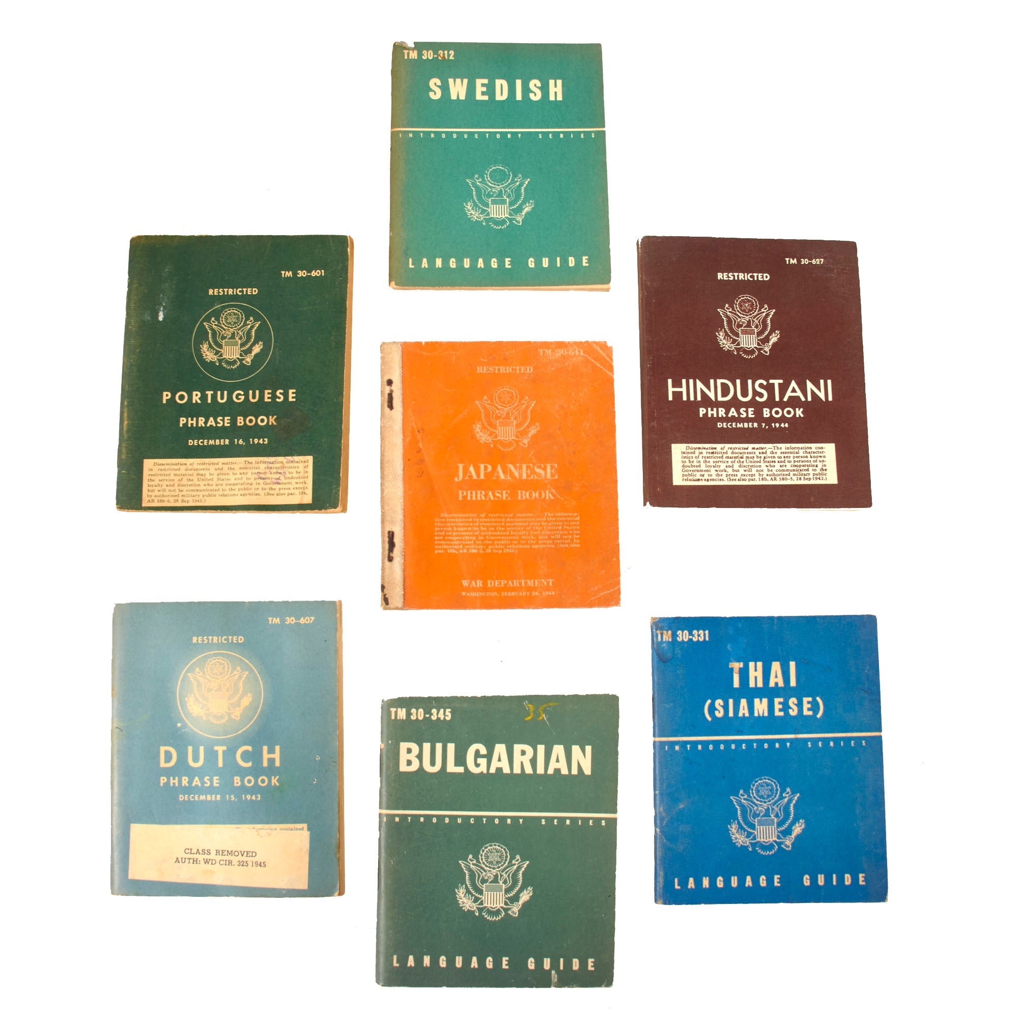 Original U.S. WWII Foreign Language Phrase Book Lot - Swedish