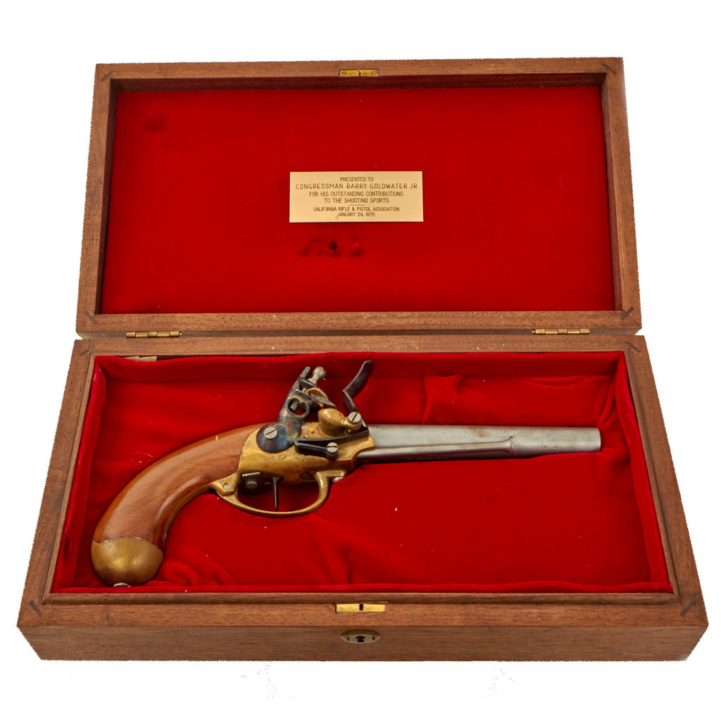 Cased Italian Replica French Modèle 1777 Flintlock Cavalry Pistol Presented to Congressman Barry Goldwater Jr. in 1976 Original Items