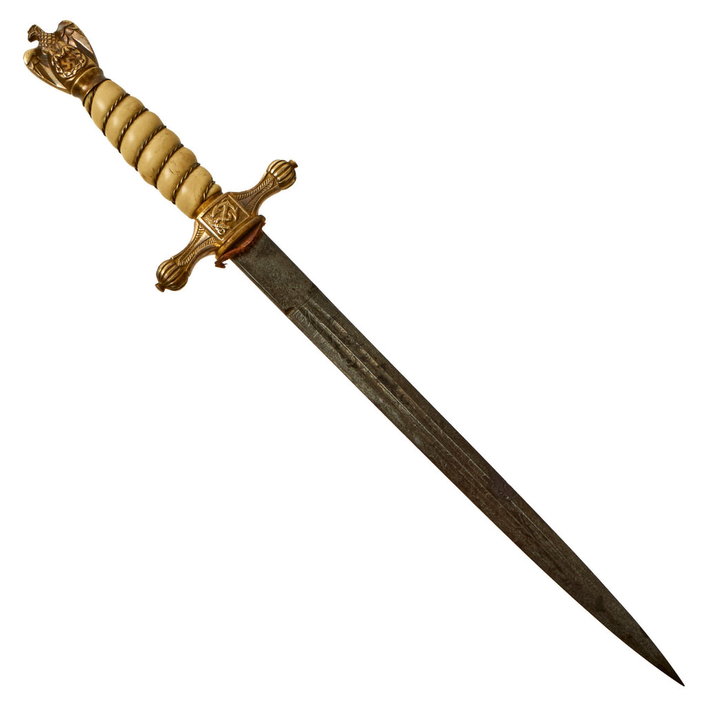 Original WWII German Service Worn 2nd Model Naval Dagger by Paul Weyersberg - Missing Scabbard & Lock Button Original Items