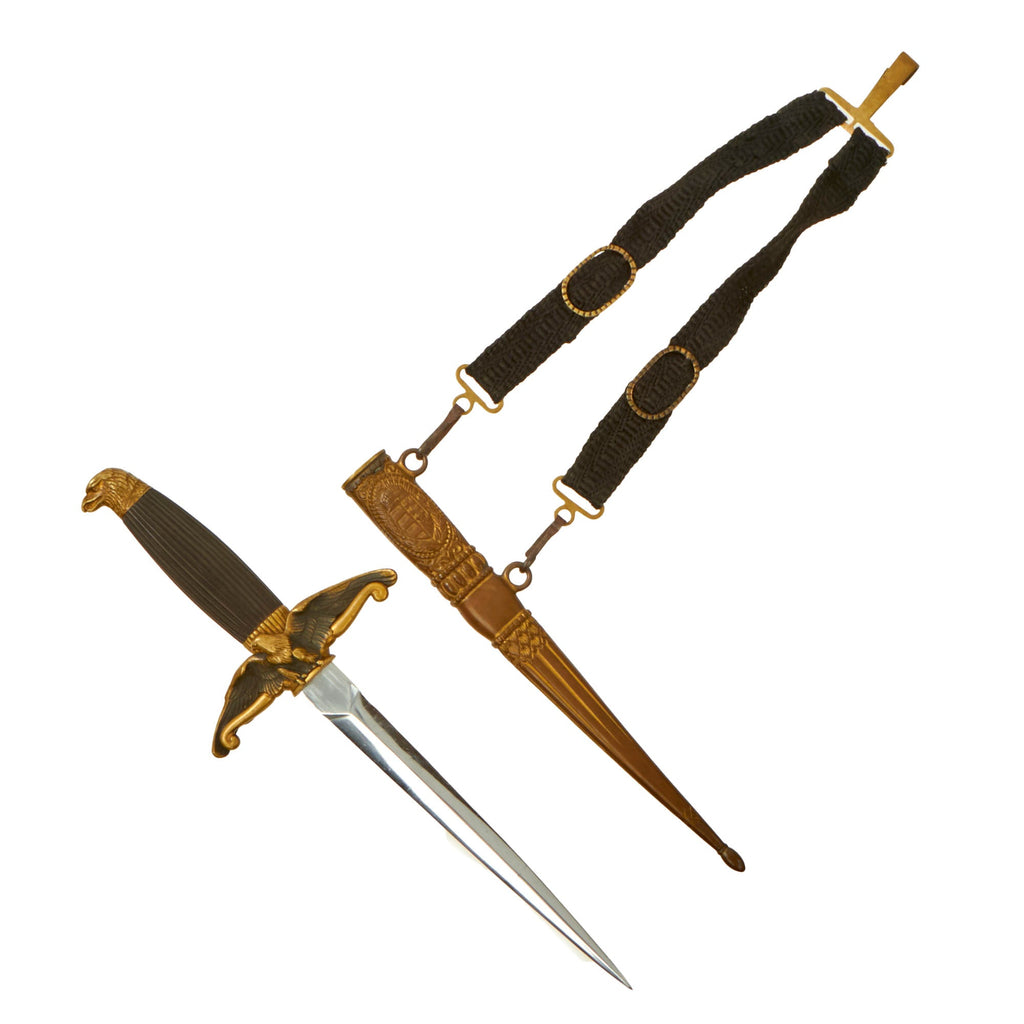 Original Hungarian WWII Model 1932 Royal Hungarian Air Force Officer Dagger with Scabbard & Extremely Scarce Hanger - Engraved Officers Initials Original Items