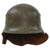 Original German WWII Early Green Finished M34 Square Dip Fire Police Helmet with Rare Leather Neck Shield - Feuerwehr Original Items