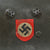 Original German WWII Early Green Finished M34 Square Dip Fire Police Helmet with Rare Leather Neck Shield - Feuerwehr Original Items