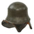 Original German WWII Early Green Finished M34 Square Dip Fire Police Helmet with Rare Leather Neck Shield - Feuerwehr Original Items