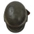 Original German WWII Early Green Finished M34 Square Dip Fire Police Helmet with Rare Leather Neck Shield - Feuerwehr Original Items