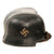 Original German Pre-WWII M34 Square Dip Early Style Fire Police Helmet with Double Decals and Aluminum Comb Original Items