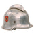 Original German WWII M34 Civic Square Dip Bright Aluminum Fire Police Helmet in 55cm with Double Decals and Neck Shield - Feuerwehr Helmet Original Items