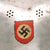 Original German WWII M34 Civic Square Dip Bright Aluminum Fire Police Helmet in 55cm with Double Decals and Neck Shield - Feuerwehr Helmet Original Items