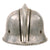 Original German WWII M34 Civic Square Dip Bright Aluminum Fire Police Helmet in 55cm with Double Decals and Neck Shield - Feuerwehr Helmet Original Items