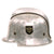 Original German WWII M34 Civic Square Dip Bright Aluminum Fire Police Helmet in 55cm with Double Decals and Neck Shield - Feuerwehr Helmet Original Items