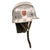 Original German WWII M34 Civic Square Dip Bright Aluminum Fire Police Helmet in 55cm with Double Decals and Neck Shield - Feuerwehr Helmet Original Items