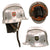 Original German WWII M34 Civic Square Dip Bright Aluminum Fire Police Helmet in 55cm with Double Decals and Neck Shield - Feuerwehr Helmet Original Items
