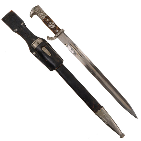 Original German WWII Metropolitan Police Long Dress Bayonet by Carl Eickhorn with Scabbard and Frog - Matching Number 2 Original Items