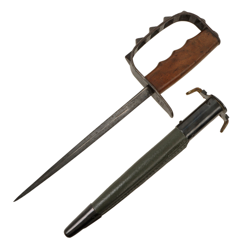 Original U.S. WWI M1917 Knuckle Duster Trench Knife with Reproduction Scabbard Original Items