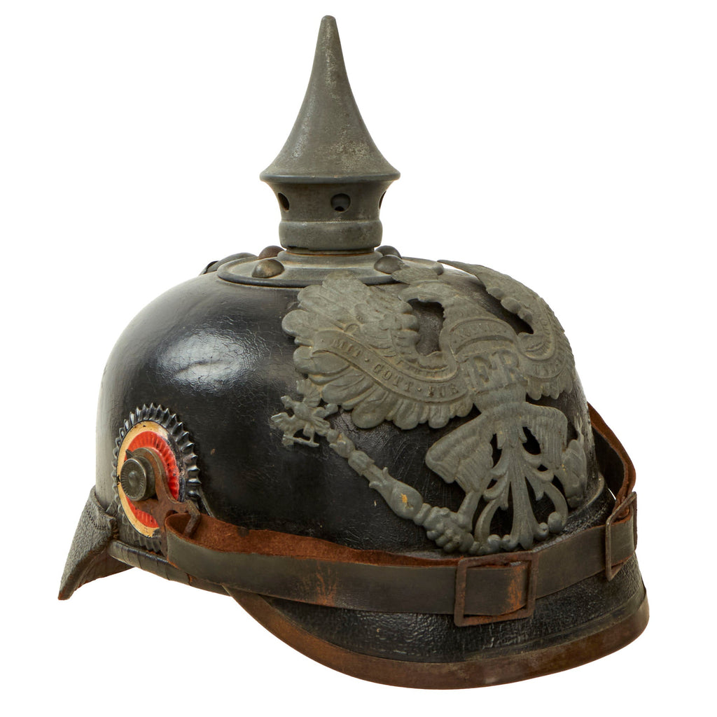 Original Imperial German WWI Complete Unit-Marked Prussian EM/NCO Infantry M1915 Pickelhaube Spiked Helmet - 138th Infantry Regiment Original Items