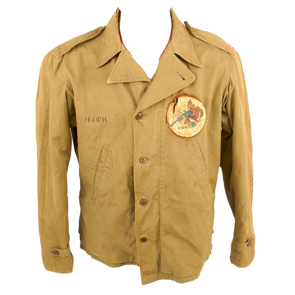 Original U.S. WWII Yuma Army Airfield Named M-1941 Field Jacket with Painted Yuma Patch - Walter Hawkins Jr. Original Items