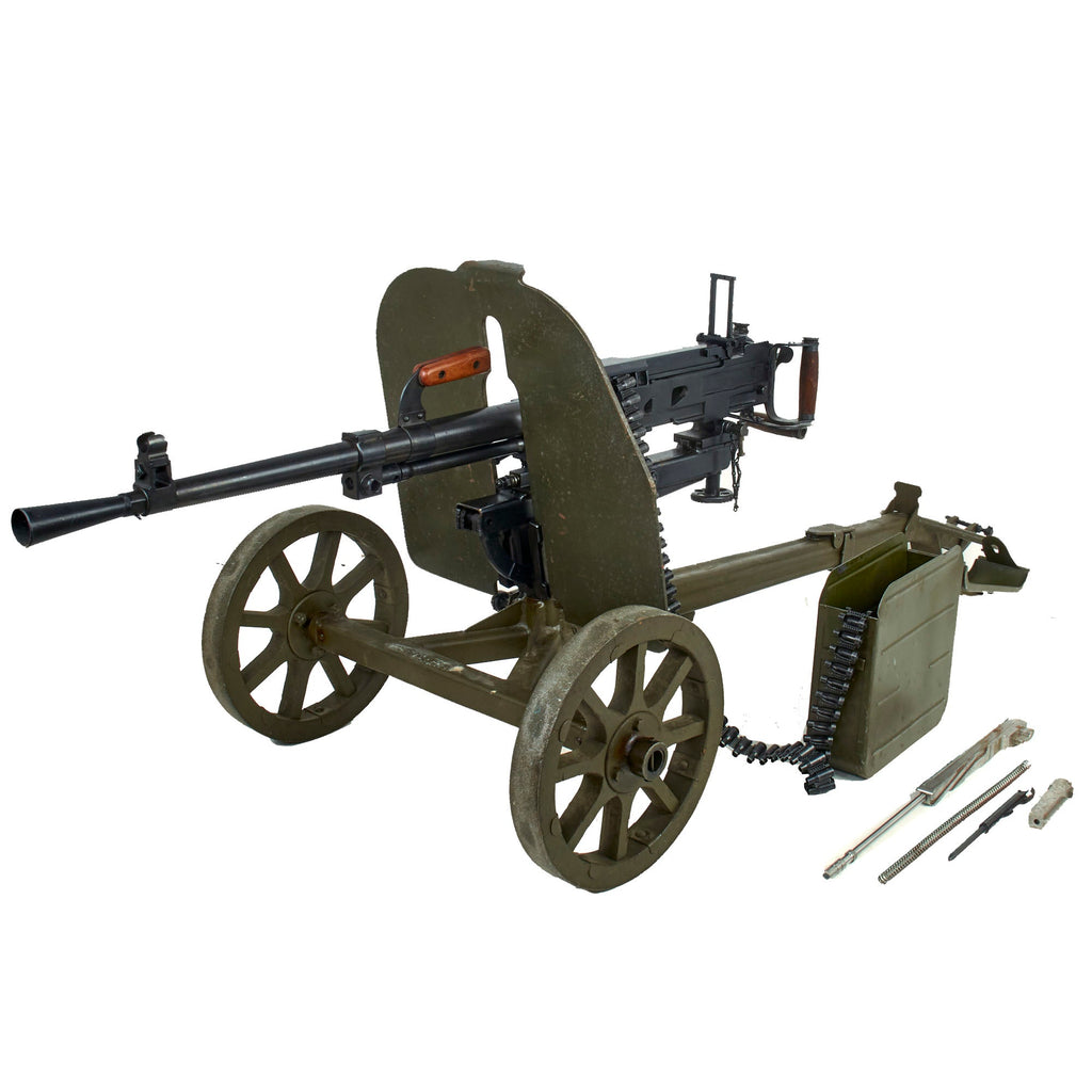 Original Soviet Polish Cold War 1953 Dated SGM WZ.43 Goryunov Display Machine Gun with Wheeled Mount, Belt, and Internals Original Items