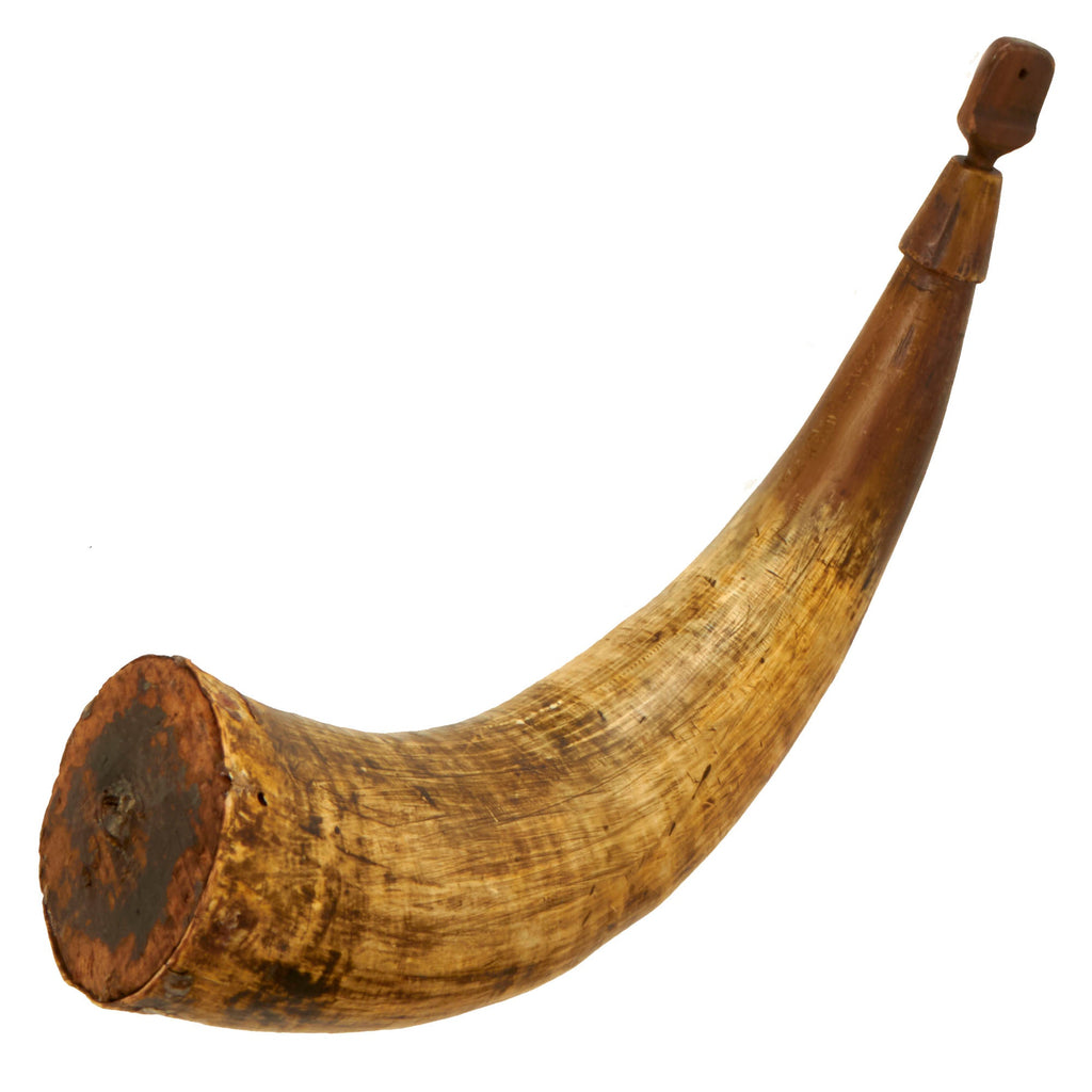 Original U.S. Revolutionary War Era Powder Horn with Original Wooden Plug Original Items