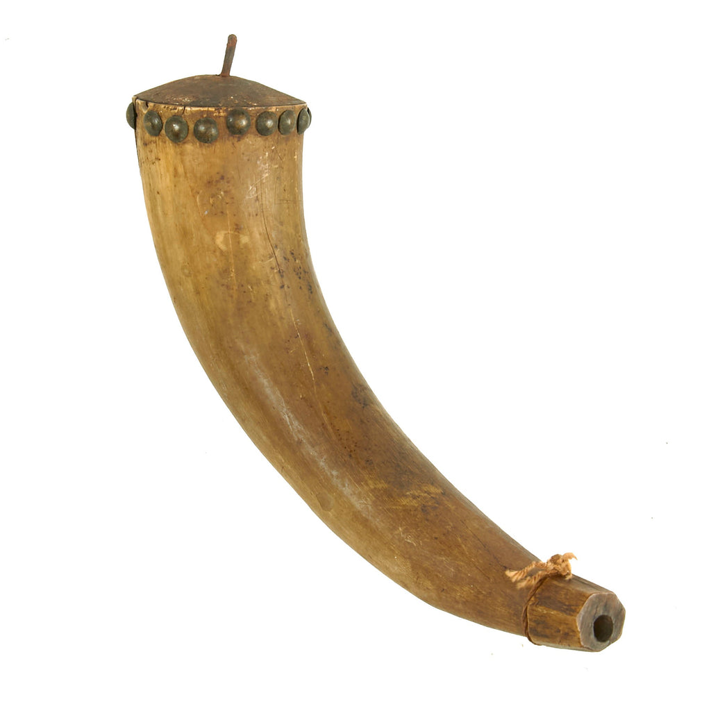 Original U.S. Revolutionary War Era Powder Horn with Tack Construction & Suspension Ring Original Items