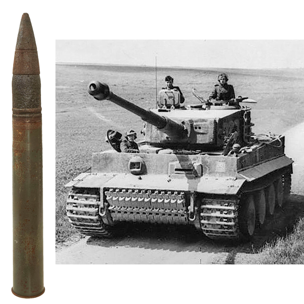 Original German WWII Flak 18 Shell with Ground-Dug Projectile as Used in Tiger I Tank Original Items