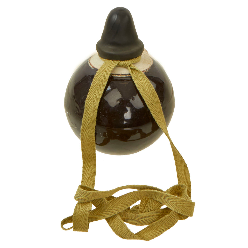 Original Japanese WWII Type 4 Ceramic Inert Hand Grenade in Glaze Brown with Replacement Fuze Assembly Original Items