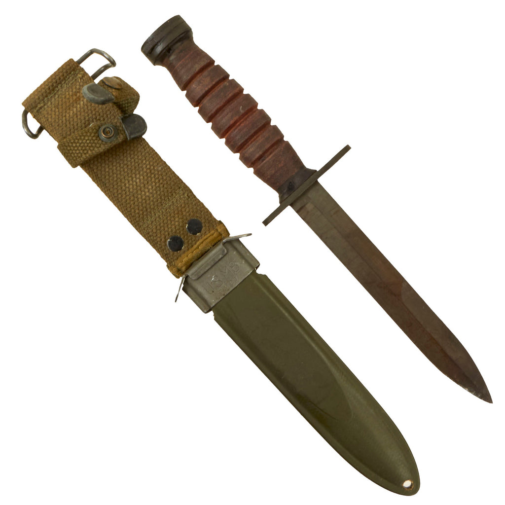 Original U.S. WWII M4 Bayonet for the M1 Carbine by IMPERIAL with M8 Scabbard by B.M. Co Original Items