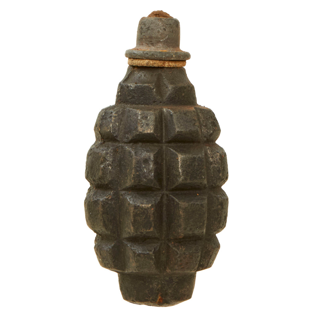 Original French WWI F1 Hand Grenade with Scarce Early Wick Type Fuze Original Items