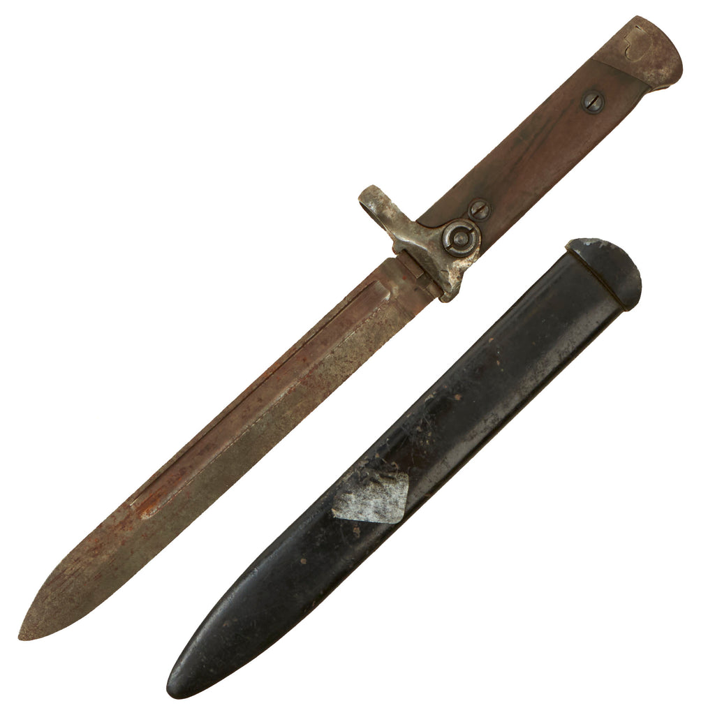 Original Italian WWII M1938 Mannlicher Carcano Short Rifle Folding Bayonet with Scabbard Original Items