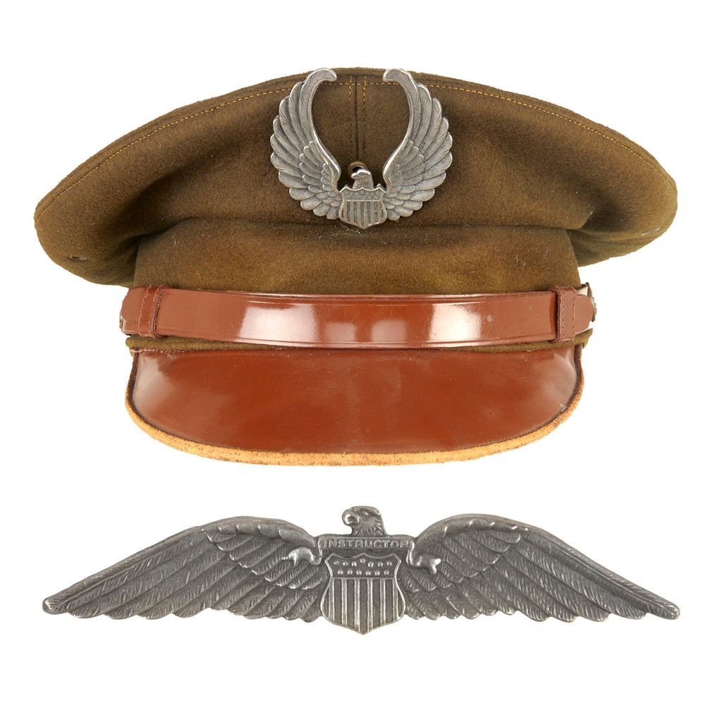Original U.S. WWII Civilian Flight Instructor Wings & Crusher Cap with Civilian Flight Instructor Cap Badge - Scarce Original Items