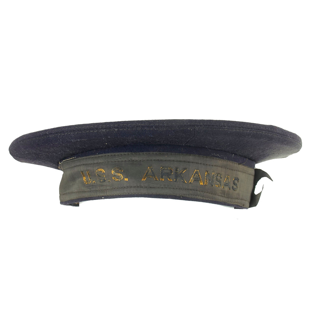 Original U.S. WWI Named USS Arkansas Navy Flat Hat with Great “Firth of Forth” Inscription Original Items
