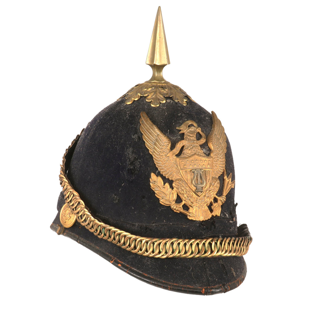 Original U.S. Indian Wars Musician’s M-1881 Blue Cloth Spiked Pith Helmet - Scarce Original Items