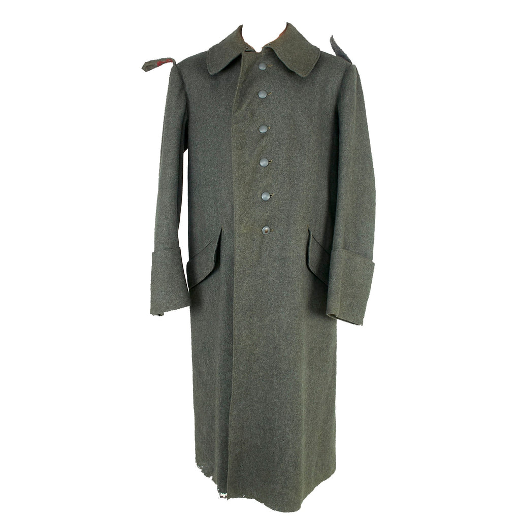 Original Imperial German WWI Rare Feldgrau M-1915 Bavarian Greatcoat with Kraftfahr-Battalion Motor Transport Shoulder Straps - Dated 1916 Original Items