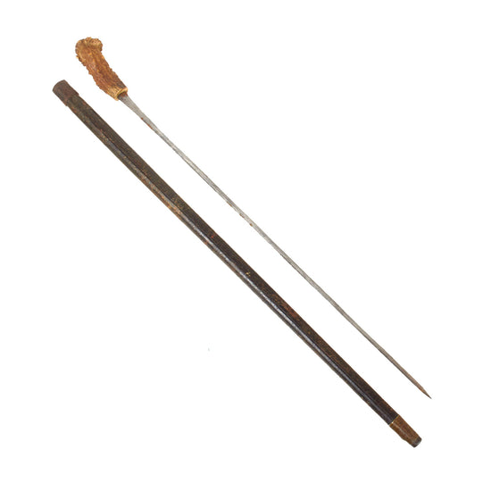 Original British 1860s Sword Cane with Stag Handle & Partial Maker’s Mark Original Items