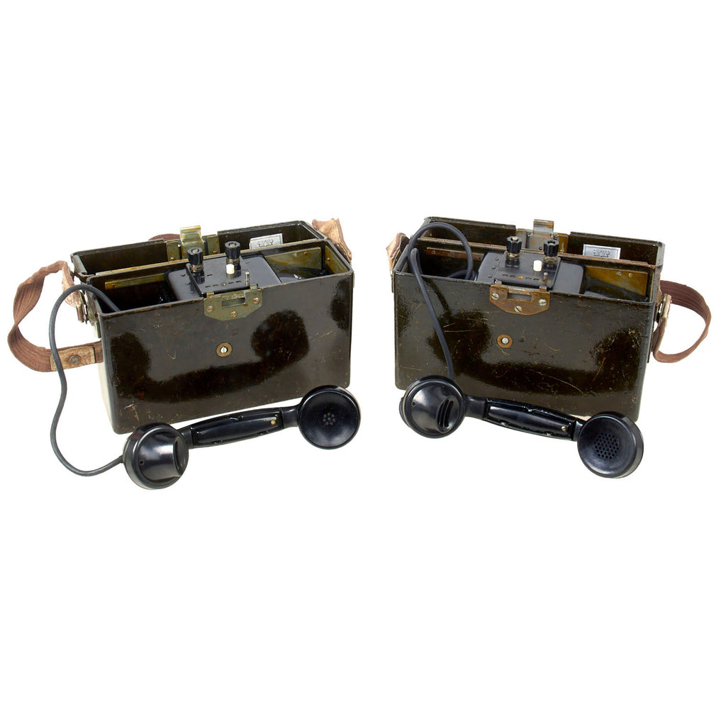 Original Finnish WWII Pair of Field Telephones with Original Slings Original Items