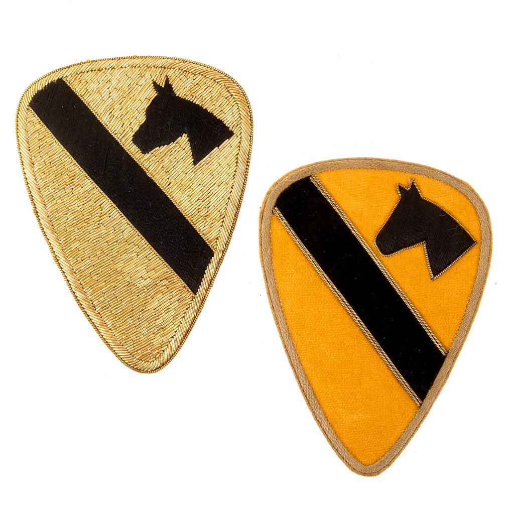 Original U.S. Korean War Tremendous Japanese-Made 1st Cavalry Division Bullion SSI - Lot of 2 Original Items