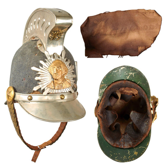 Original U.S. Indian Wars Era Germania Schutzenbund “Washington Rifles” Parade Dress Helmet with Chinscales & George Washington Plate - Name Tag on Interior Original Items