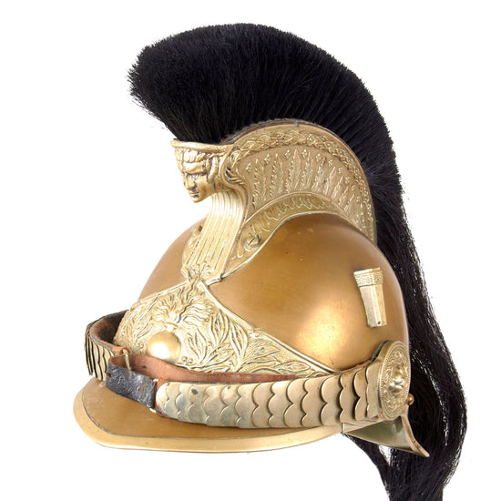 Original French WWI Model 1870 Enlisted Trooper’s Cuirassier Helmet with Horsehair Tail by B. Franckbseskus of Aubervillie - Size 56 Original Items