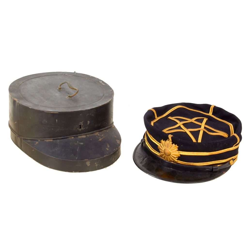 Original WWII Imperial Japanese Army Captain’s Dress Cap by Yanagisana in Original Metal Carrying Case Original Items