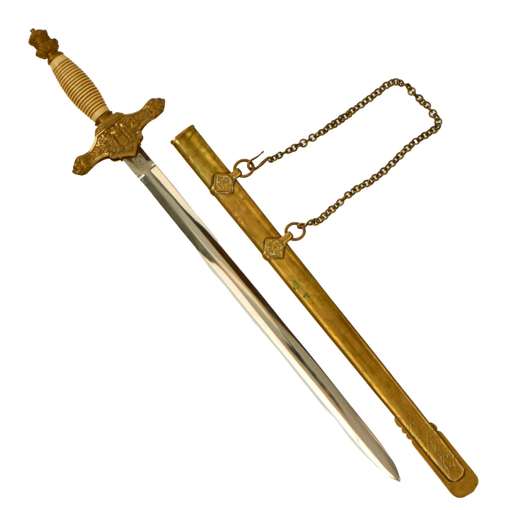 Original Spanish Civil War Era 1940 General Infantry Academy Cadet Dagger with Scabbard and Hanger Chain Original Items