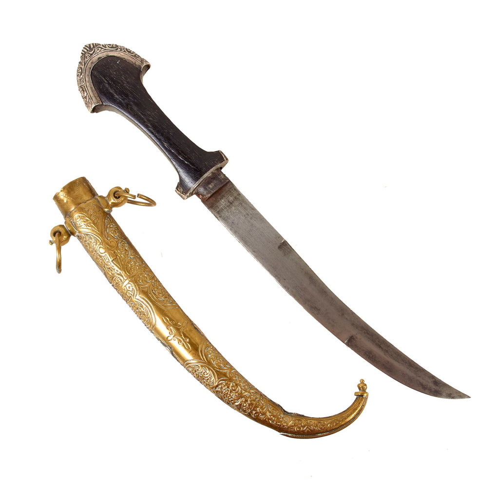 Original 19th Century North African Silver Mounted Jambiya Dagger with Silver Clad Hilt & Scabbard c. 1880-1890 Original Items