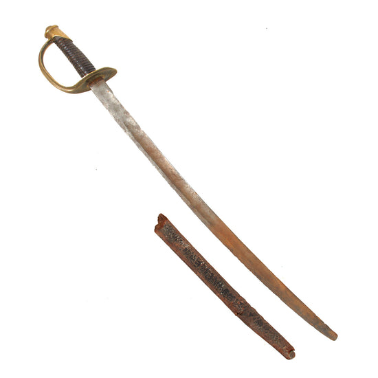 Original U.S. Civil War Rare Model 1860 Naval Cutlass by Ames Mfg. Co. with Period-Cutdown Guard & Partial Riveted Scabbard - Dated 1862 Original Items