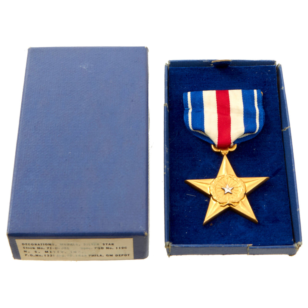 Original U.S. WWII Silver Star Medal by N.S. Meyer Inc. in Issue Box Dated 1943 Original Items