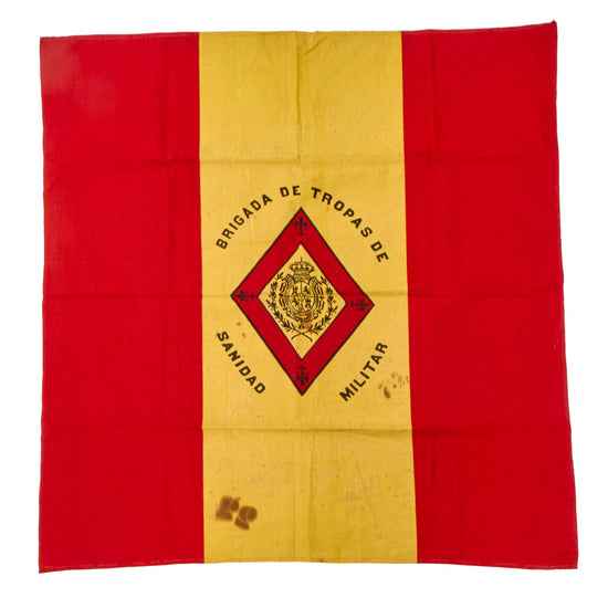 Original Spanish-American War Spanish Army Military Health Troops Brigade Medical Knapsack Flag with “22” Stencil Denoting Possible Capture - Very Rare - 33 x 34½” Original Items