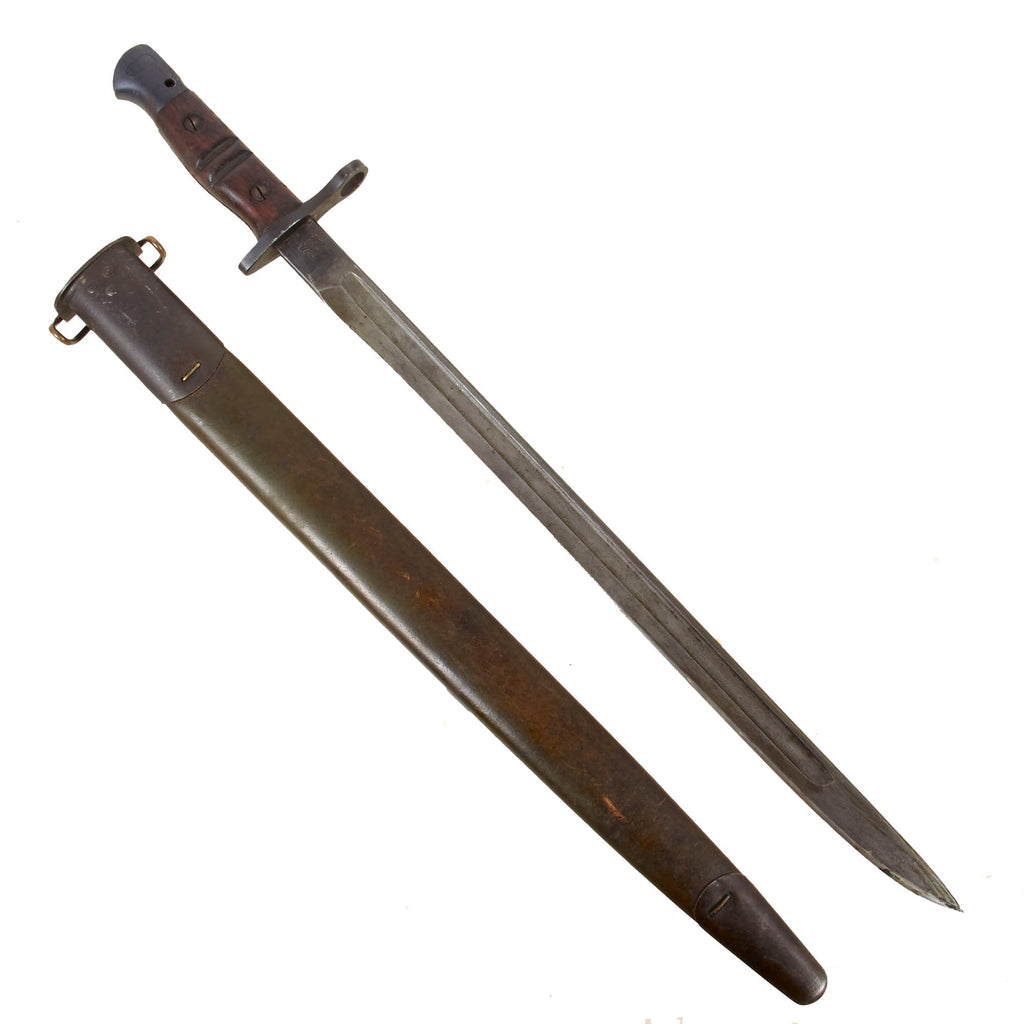Original U.S. WWI M1917 Enfield Rifle & Trench Gun Bayonet by Remington with Scabbard - Dated 1918 Original Items