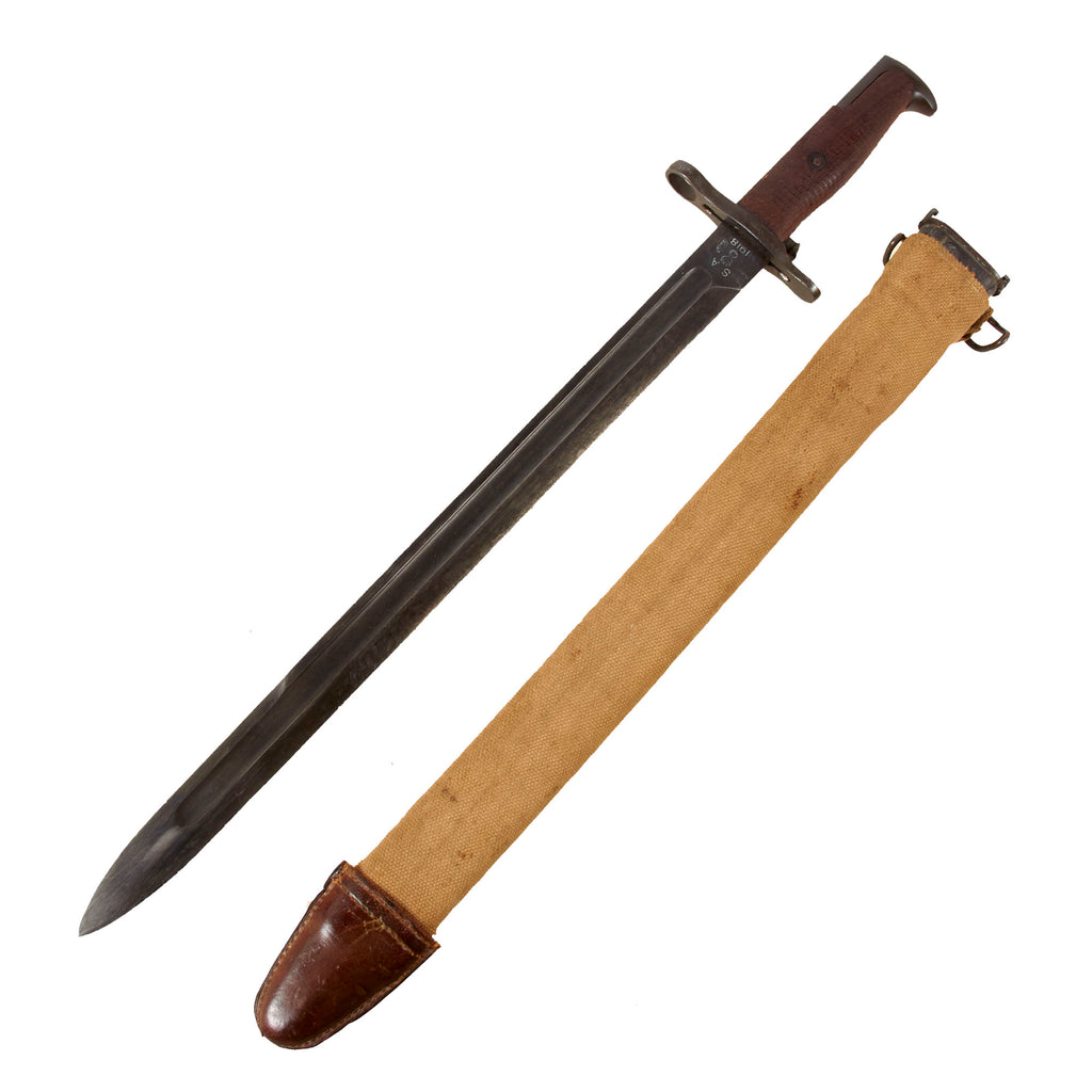 Original U.S. WWI M1905 Springfield Rifle 16" Bayonet by Springfield with M1910 Scabbard - Dated 1918 Original Items